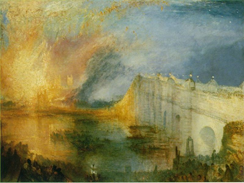 The burning of the Parliament, painted by Turner